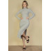 Sweater-knit Fuzzy Turtle Neck Split Thigh Dress