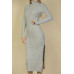 Sweater-knit Fuzzy Turtle Neck Split Thigh Dress