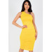 Sexy Solid Color Ruched One Shoulder Midi Bodycon Dress