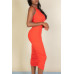 Sexy Solid Color Ruched One Shoulder Midi Bodycon Dress