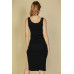 Flat Back Rib Sleeveless Tank Side Slit Bodycon Dress