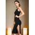 Flat Back Rib Sleeveless Tank Side Slit Bodycon Dress