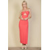 Ribbed Cut Out Front Side Slit Maxi Dress