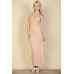 Ribbed Cut Out Front Side Slit Maxi Dress