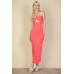 Ribbed Cut Out Front Side Slit Maxi Dress
