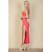 Ribbed Cut Out Front Side Slit Maxi Dress