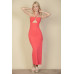 Ribbed Cut Out Front Side Slit Maxi Dress