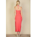 Ribbed Cut Out Front Side Slit Maxi Dress