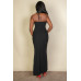 Ribbed Cut Out Front Side Slit Maxi Dress