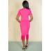 Fringe Hem Short Sleeve Bodycon Midi Pencil Dress