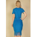 Fringe Hem Short Sleeve Bodycon Midi Pencil Dress