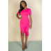 Fringe Hem Short Sleeve Bodycon Midi Pencil Dress
