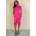 Fringe Hem Short Sleeve Bodycon Midi Pencil Dress