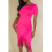 Fringe Hem Short Sleeve Bodycon Midi Pencil Dress