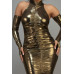 Metallic Ruched Dress With Sleeves