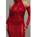 Metallic Ruched Dress With Sleeves