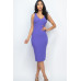 Ribbed Back Slit Bodycon Midi Dress