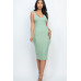 Ribbed Back Slit Bodycon Midi Dress