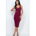 Ribbed Back Slit Bodycon Midi Dress