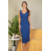 Ribbed Back Slit Bodycon Midi Dress