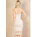 Ribbed Halter Neck Fringe Midi Dress