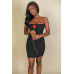 Ribbed Bandeau Cut Out Back Mini Bodycon Dress