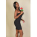 Ribbed Bandeau Cut Out Back Mini Bodycon Dress
