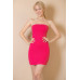 Ribbed Bandeau Cut Out Back Mini Bodycon Dress