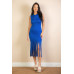 Sleeveless Fringe Midi Dress