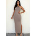 Tie Backless Split Thigh Maxi Dress