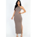 Tie Backless Split Thigh Maxi Dress