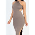 Tie Backless Split Thigh Maxi Dress