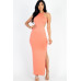 Tie Backless Split Thigh Maxi Dress