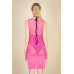 Mesh Ruched Drawstring Side Midi Dress