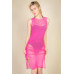 Mesh Ruched Drawstring Side Midi Dress
