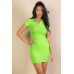 Ribbed Polo Short Sleeve Bodycon Mini Dress
