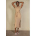Tie Front Short Sleeve Side Slit Dress