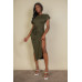 Tie Front Short Sleeve Side Slit Dress