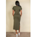 Tie Front Short Sleeve Side Slit Dress