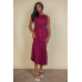 Button Front Tie Waist Sleeveless Maxi Dress