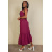Button Front Tie Waist Sleeveless Maxi Dress