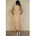 Button Front Tie Waist Sleeveless Maxi Dress