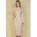 Sweater-knit Fuzzy Mock Neck Split Thigh Dress