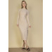Sweater-knit Fuzzy Mock Neck Split Thigh Dress