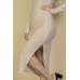 Sweater-knit Fuzzy Mock Neck Split Thigh Dress
