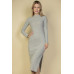 Sweater-knit Fuzzy Mock Neck Split Thigh Dress