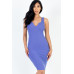 Casual Ribbed Split Neck Bodycon Dress