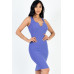 Casual Ribbed Split Neck Bodycon Dress