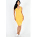 Casual Ribbed Split Neck Bodycon Dress