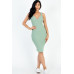 Casual Ribbed Split Neck Bodycon Dress